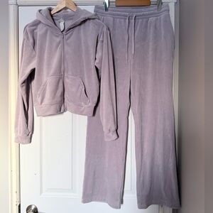 H&M Soft Purple Velour Hoodie & Jogger SET